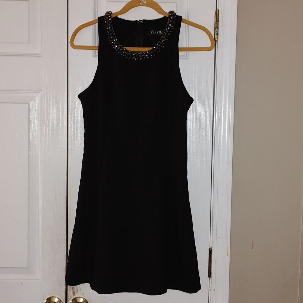 Fab'rik  black embellished collar sexy cocktail party night out  dress